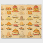 ヴィンテージキッチンデザートイラストレーション表 ラッピングペーパー (フラット)