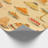 ヴィンテージキッチンデザートイラストレーション表 ラッピングペーパー (角)