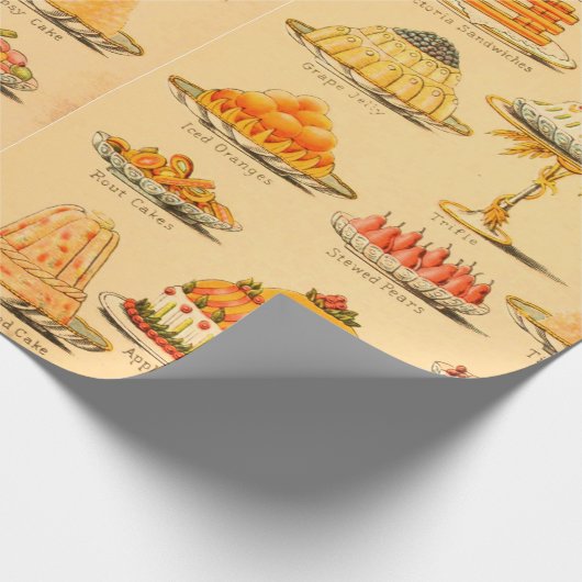 ヴィンテージキッチンデザートイラストレーション表 ラッピングペーパー (角)