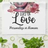 ヴィンテージキッチンブレンダーピンク焼いたローズと恋 キッチンタオル (折り畳み)