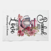 ヴィンテージキッチンブレンダーピンク焼いたローズと恋 キッチンタオル (横)