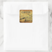 ヴィンテージキッチンホットコーヒーカップメニューサインシール スクエアシール (バッグ)