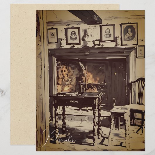 ヴィンテージキッチンホームデコーファイアスクラップブック紙 (正面/裏面)