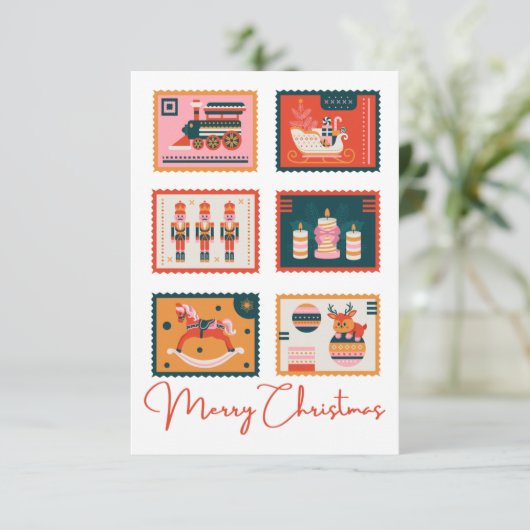 ヴィンテージキッチークリスマススタンプカード 招待状 (スタンド正面)