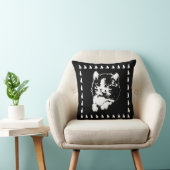 ヴィンテージキッテンアートブラック&ホワイト猫枕 クッション (椅子)