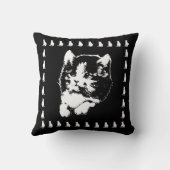 ヴィンテージキッテンアートブラック&ホワイト猫枕 クッション (裏面)