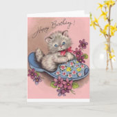 ヴィンテージキットインスリッパ誕生日カード カード (黄色い花)