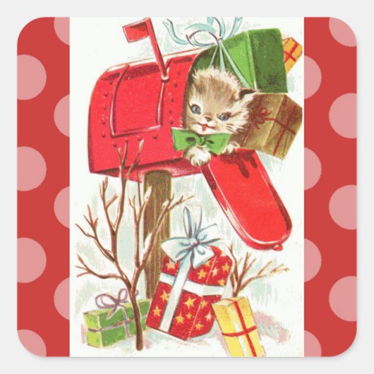 ヴィンテージキットインMailbox Christmas Sticker スクエアシール (正面)
