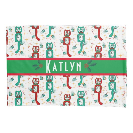 ヴィンテージキットカットかわいいクリスマスピローケース 枕カバー (正面)