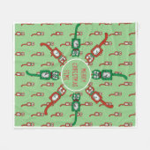 ヴィンテージキットカットクリスマス金ゴールドフリースブランケット フリースブランケット (正面(横))