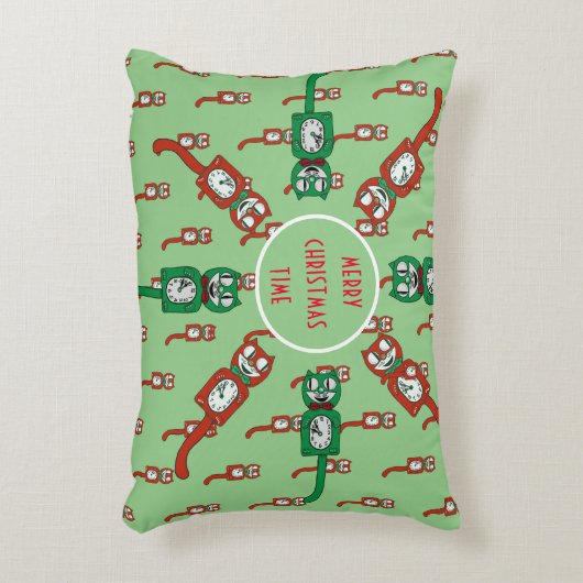 ヴィンテージキットカットクロッククリスマス アクセントクッション (正面(垂直))