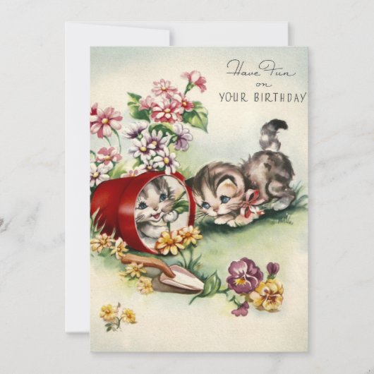 ヴィンテージキットンおもしろいオン誕生日 シーズンカード (正面)