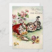 ヴィンテージキットンおもしろいオン誕生日 シーズンカード (正面/裏面)