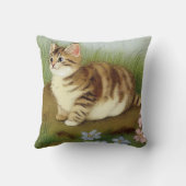 ヴィンテージキットンイラストレーションと花 クッション (裏面)