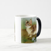 ヴィンテージキットンイラストレーションと花 モーフィングマグカップ (正面右)