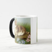 ヴィンテージキットンイラストレーションと花 モーフィングマグカップ (正面左)