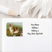 ヴィンテージキットンイラストレーションと花 ラベル (インサイチュ)