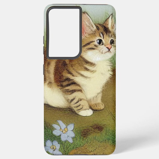 ヴィンテージキットンイラストレーションと花 SAMSUNG GALAXYケース (裏面)