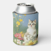 ヴィンテージキットンイラストレーションと黄色い花 缶クーラー (缶裏面)