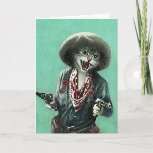 ヴィンテージキットン女性のカーボーイグリーティングカード カード (正面)