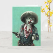 ヴィンテージキットン女性のカーボーイグリーティングカード カード (黄色い花)