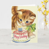 ヴィンテージキットン誕生日グリーティングカード カード (黄色い花)