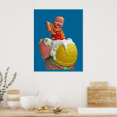 ヴィンテージキッドコーンアイスクリームパーラープリント ポスター (キッチン)