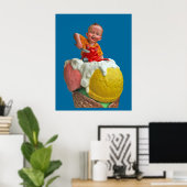 ヴィンテージキッドコーンアイスクリームパーラープリント ポスター (ホームオフィス)