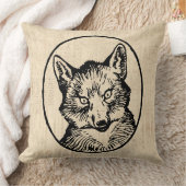 ヴィンテージキツネアートキュート図解入りの、写真付きのキツネ クッション (ブランケット)