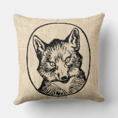 ヴィンテージキツネアートキュート図解入りの、写真付きのキツネ クッション (裏面)