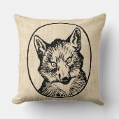 ヴィンテージキツネアートキュート図解入りの、写真付きのキツネ クッション (正面)