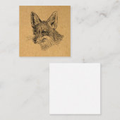 ヴィンテージキツネイラストレーションアンティークアニマルアートブラウン エンクロージャーカード (正面/裏面)