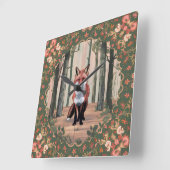 ヴィンテージキツネインウッズ自然アインスパイアート スクエア壁時計 (傾斜)