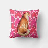 ヴィンテージキツネオレンジレトロピンクジオメトリックパターン クッション (裏面)