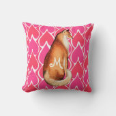 ヴィンテージキツネオレンジレトロピンクジオメトリックパターン クッション (正面)