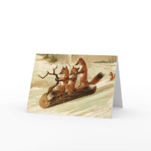 ヴィンテージキツネスリディングクリスマスカード