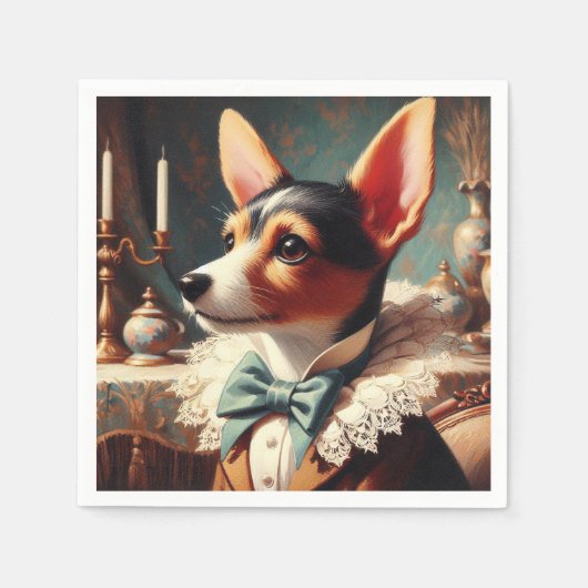 ヴィンテージキツネテリア絵画ズ スタンダードカクテルナプキン (正面)