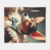 ヴィンテージキツネテリア絵画ズ フリースブランケット (正面(横))