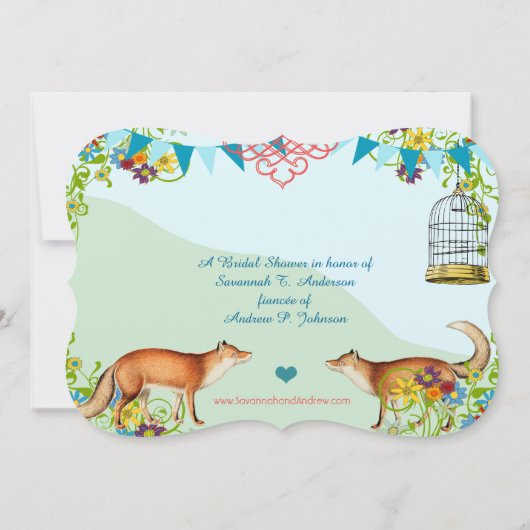 ヴィンテージキツネバンティンガーデンブライダルシャワー招待状 招待状 (裏面)