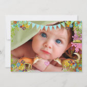 ヴィンテージキツネバンティンガーデンベビーガールアナウンス 案内状 (裏面)