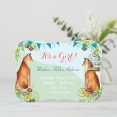 ヴィンテージキツネバンティンガーデンベビーガールアナウンス 案内状 (スタンド正面)