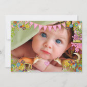 ヴィンテージキツネバンティンガーデンベビーガールアナウンス 案内状 (裏面)