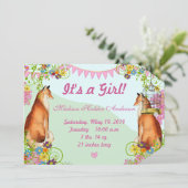 ヴィンテージキツネバンティンガーデンベビーガールアナウンス 案内状 (スタンド正面)