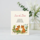 ヴィンテージキツネレトロクリスマスシーン日付を保存 インビテーションポストカード (スタンド正面)