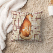 ヴィンテージキツネレトロ褐色の幾何学的パターン クッション (ブランケット)