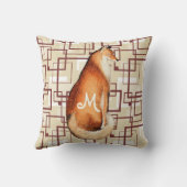 ヴィンテージキツネレトロ褐色の幾何学的パターン クッション (裏面)