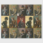 ヴィンテージキツネ入り衣類包み紙 ラッピングペーパー (フラット)