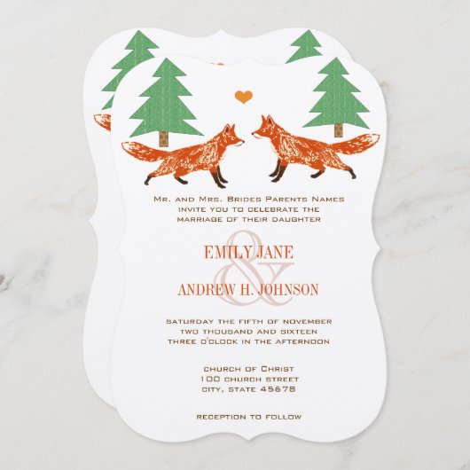 ヴィンテージキツネ結婚式招待状 招待状 (正面/裏面)