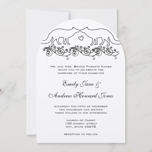 ヴィンテージキツネ結婚式招待状 招待状 (正面)