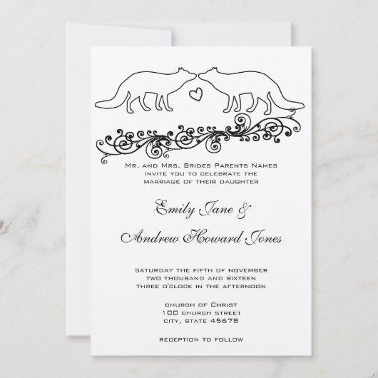 ヴィンテージキツネ結婚式招待状 招待状 (正面)